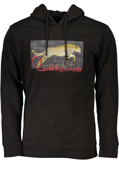 CAVALLI CLASS MEN&#39;S BLACK ZIP-OUT SWEATSHIRT