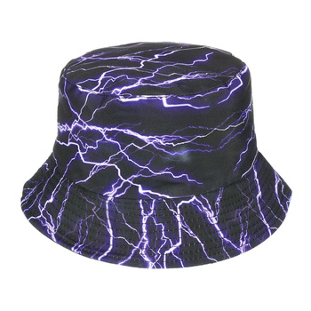 Double-sided bucket hat cap black lightning cap-m-21