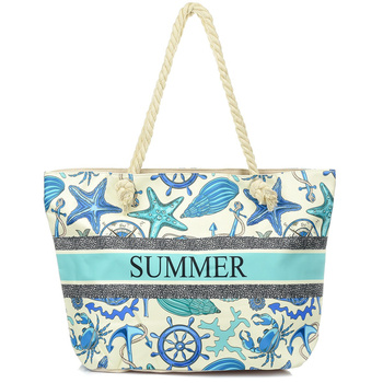 Large beach bag bag summer light blue T62