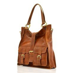 Leather large shoulder bag shopperbag premium