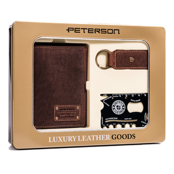 Leather wallet+belt set PETERSON PTN ZM49