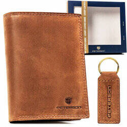 Leather wallet+key ring PETERSON PTN SET-M-N4-CHM