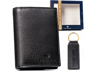 Leather wallet & key ring PETERSON PTN SET-M-N4-D