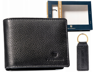 Leather wallet & key ring set PETERSON PTN SET-M-N003-D