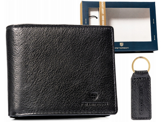 Leather wallet & key ring set PETERSON PTN SET-M-N992-D