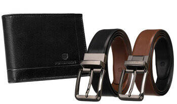 Leather wallet+ leather belt set PETERSON PTN ZM93