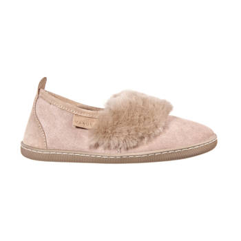 Warm women's sheepskin slippers made of wool