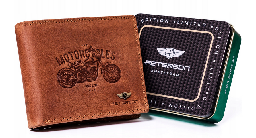 Men's portfolio without fastening nubuck leather - Peterson