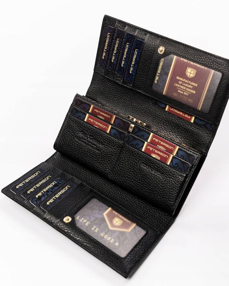 Women's lacquered card wallet with RFID protection - Peterson