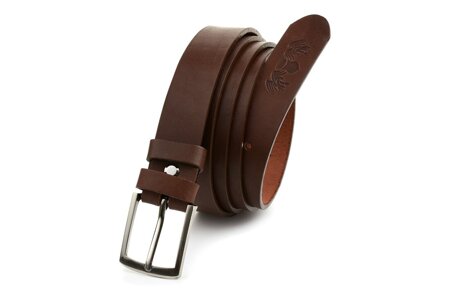 Beltimore full grain leather narrow men's belt brown A79 : Colors - brown, beige, Strap size - r.85-100 cm