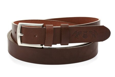 Beltimore full grain leather narrow men's belt brown A79 : Colors - brown, beige, Strap size - r.85-100 cm