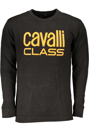 CAVALLI CLASS MEN&#39;S BLACK ZIP-OUT SWEATSHIRT