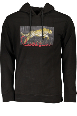 CAVALLI CLASS MEN&#39;S BLACK ZIP-OUT SWEATSHIRT