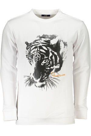 CAVALLI CLASS MEN&#39;S WHITE ZIPLESS SWEATSHIRT