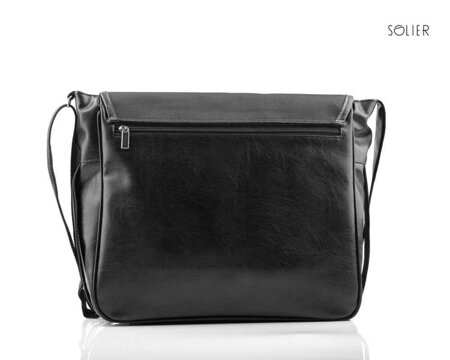 Carbon black shoulder laptop bag Solier S12