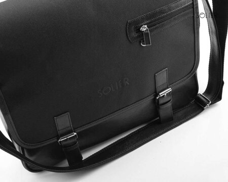 Carbon black shoulder laptop bag Solier S12