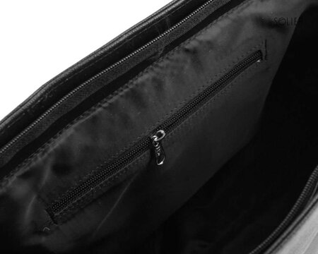 Carbon black shoulder laptop bag Solier S12