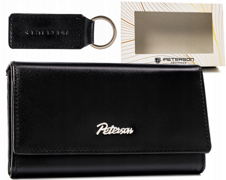 Leather wallet & key ring gift set PETERSON PTN SET-D-68-KCS