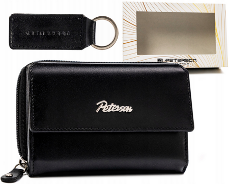 Leather wallet & key ring gift set PETERSON PTN SET-D-69-KCS