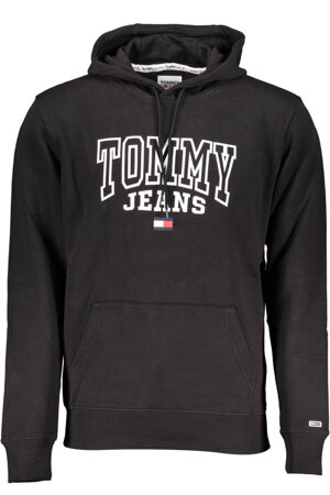 TOMMY HILFIGER MEN&#39;S BLACK ZIPLESS SWEATSHIRT