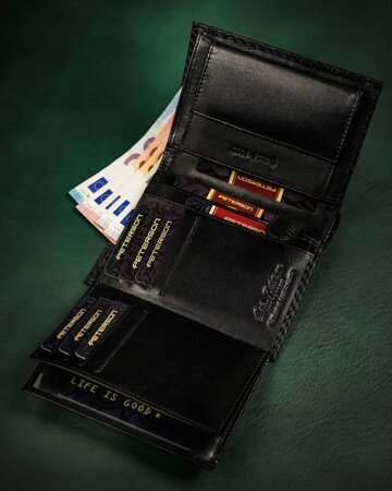 Vertical men's wallet made of natural leather - Peterson