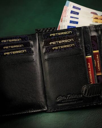 Vertical men's wallet made of natural leather - Peterson