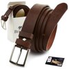 Beltimore full grain leather narrow men's belt brown A79 : Colors - brown, beige, Strap size - r.85-100 cm