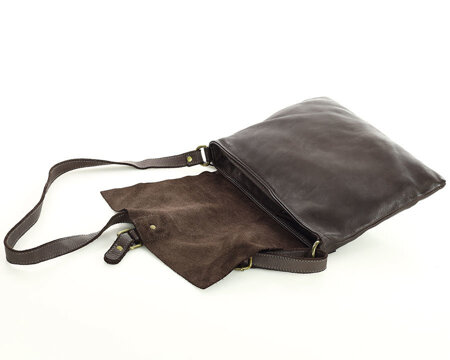 Torebka skórzana listonoszka stylowy minimalizm ala messenger leather bag - MARCO MAZZINI brąz caffe