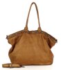 Duża torebka skórzana oversize style shopper bag - MARCO MAZZINI brąz camel