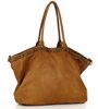 Duża torebka skórzana oversize style shopper bag - MARCO MAZZINI brąz camel