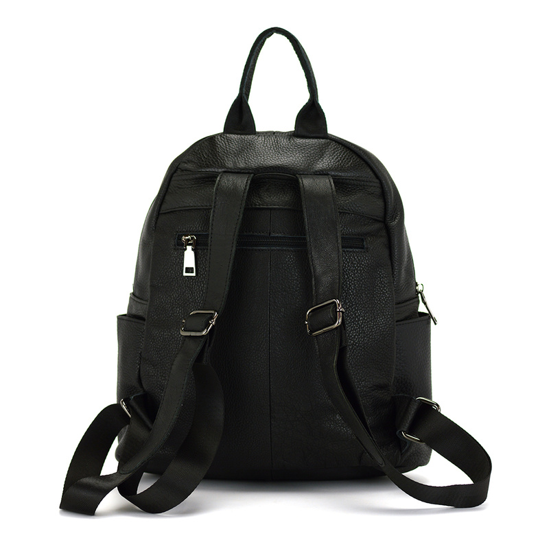 Women's capacious leather functional backpack