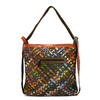 Multicolored women's leather handbag and backpack