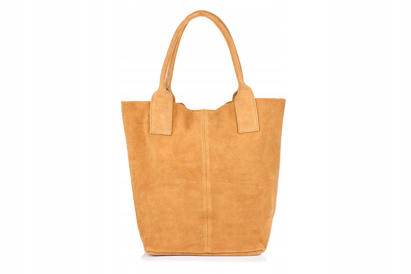 Italian Leather Suede A4 Shopper Handbag Camel T49