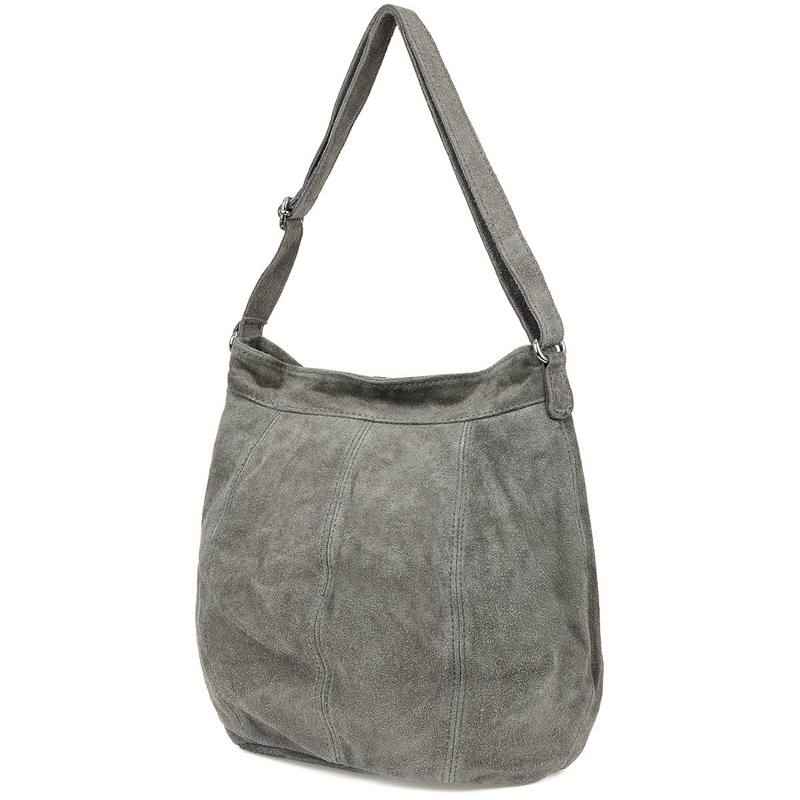 Grey suede A4 leather women's bag K49