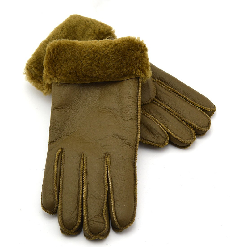 Five-finger leather insulated gloves