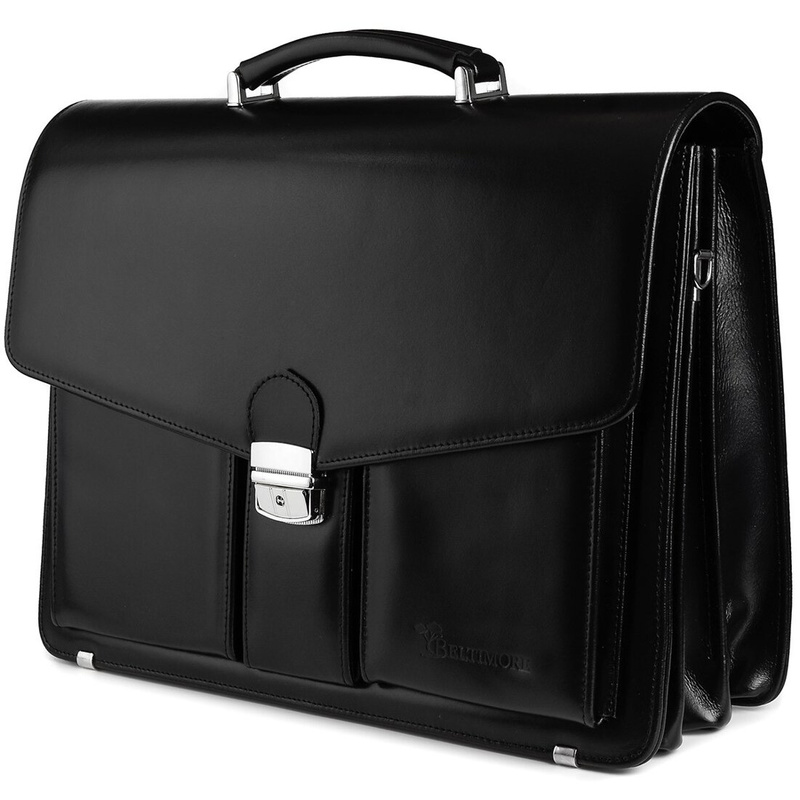 Black men's briefcase Beltimore briefcase elegant roomy leather J16