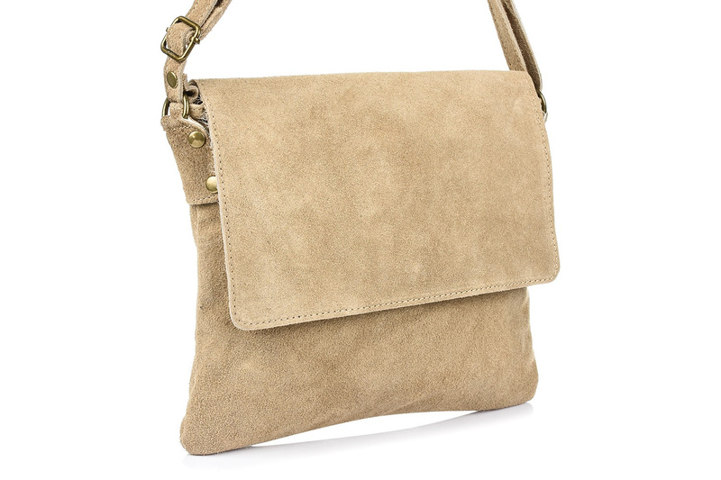 Chabrowa Italian women's suede handbag with a b67 flap