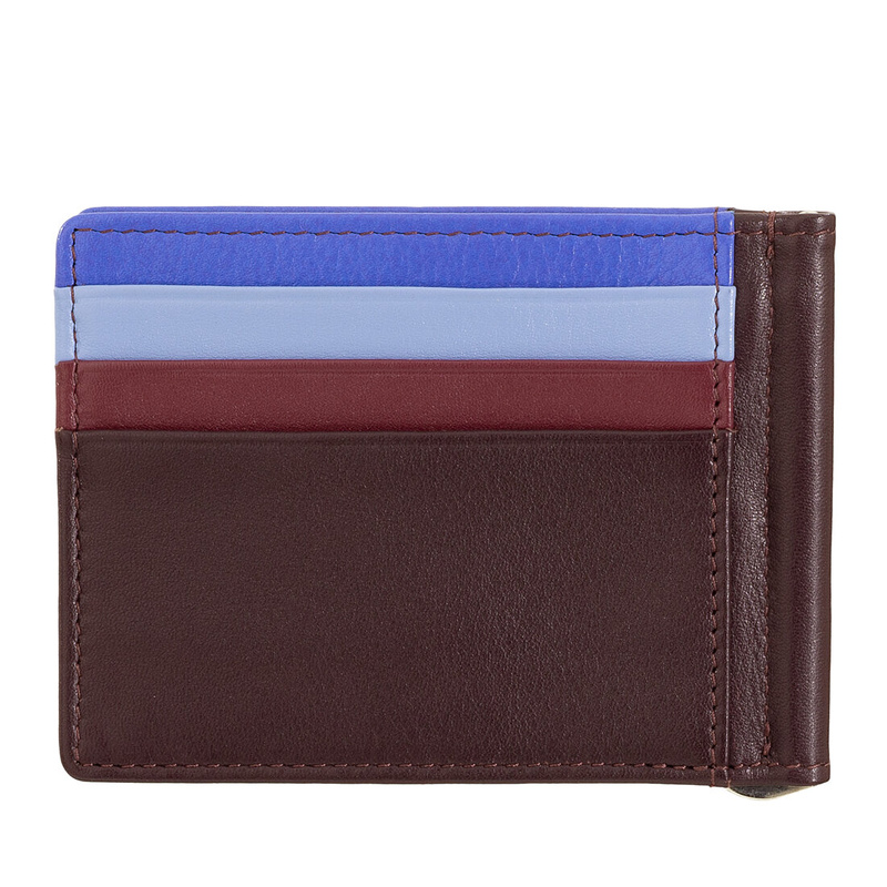 Money clip wallet for men Colorful Antigua by DUDU in genuine leather with credit card holders. Slim and compact design.