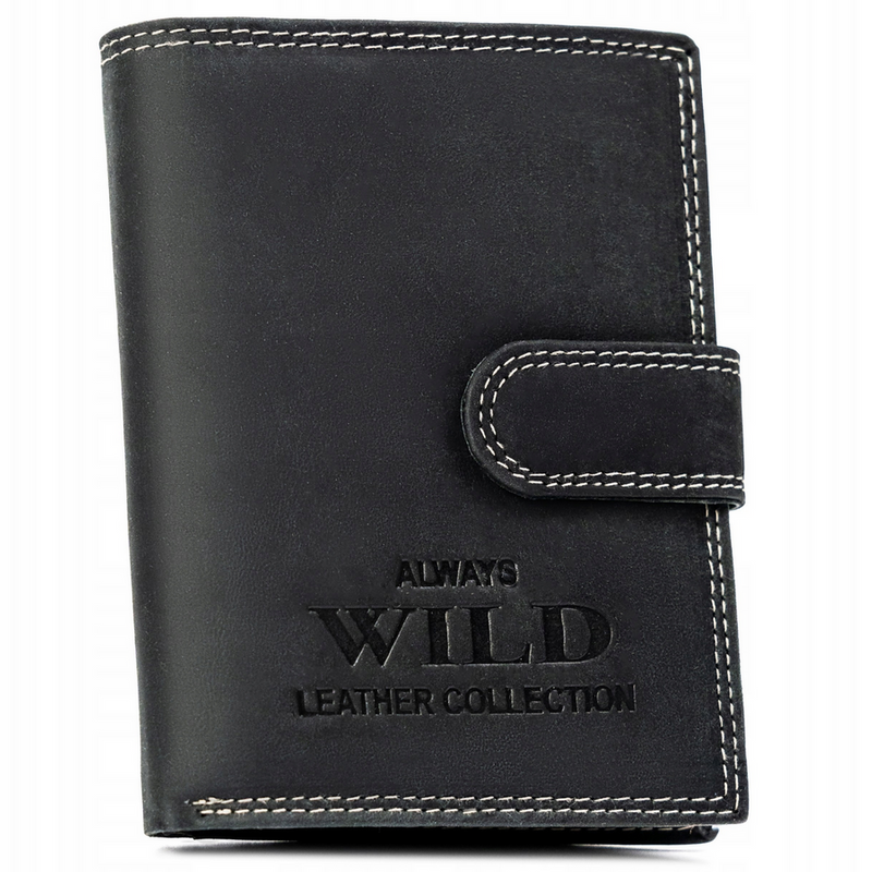 Herren-Lederbrieftasche mit Druckknopf von Always Wild