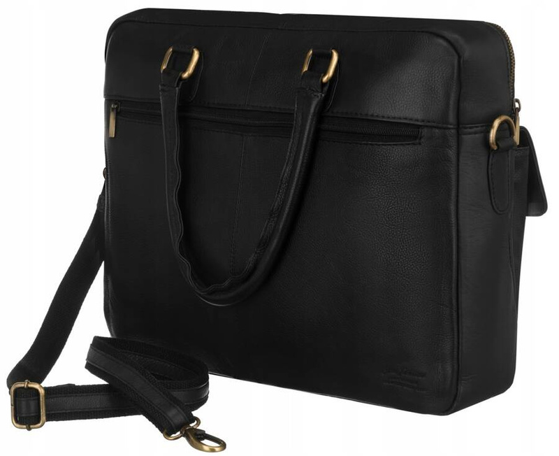 Leather laptop bag PETERSON PTN LAP-15602-NDM