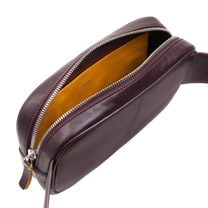 Belt bag for mens Colorful Devon by DUDU in soft leather with adjustable strap. Classic shape bum bag with coloured design. Practical and fashionable style for this fanny bag.