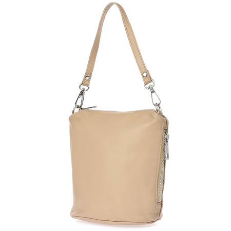 Handtasche Leder kleine Posttasche Italienisch Leder beige T85