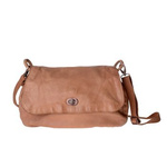 Washed shoulder bag large leather garment-dyed with flap DUDU