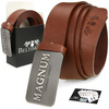 Beltimore leather men's cognac wide premium belt W29 : Colors - brown, beige, Strap size - r.120-135 cm