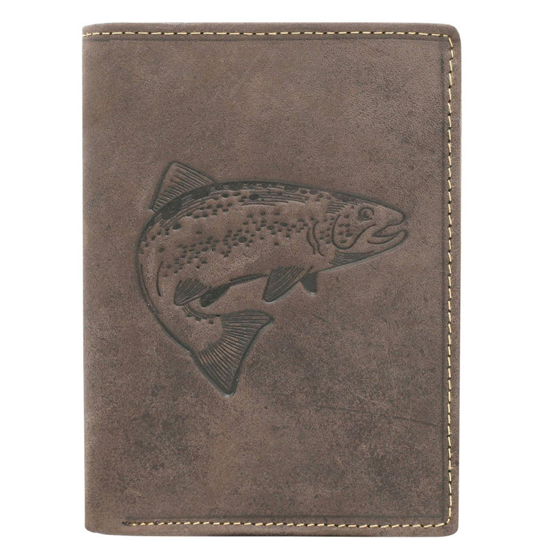 Men's genuine leather wallet Wild ANIMALS N4-CHM FISH