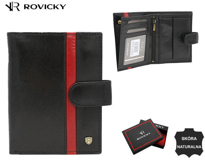 Portfel męski skórzany 22314L-RVTP BLACK+RED