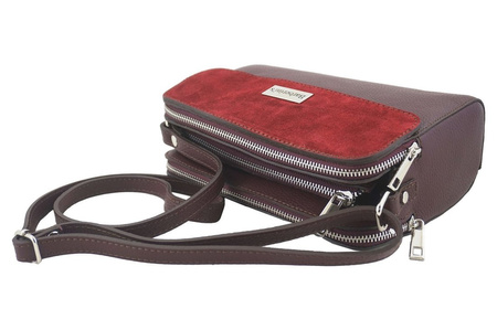 Torebki skórzane crossbody - Bordowa 