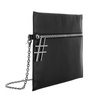 Thin black shoulder bag for womens Hashtag Like by DUDU in soft leather, design by ZAVEN, with chain and zip closure.