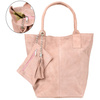 Powder pink Italian suede leather A4 shopper bag T49