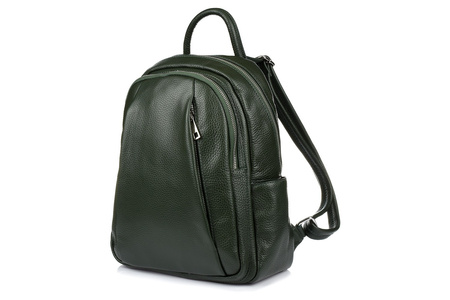 Italian Women's A4 Leather Backpack lots of pockets olive C79